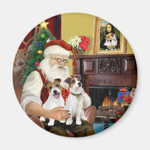 Aimant Les deux terriers Jack Russell du Père Noël