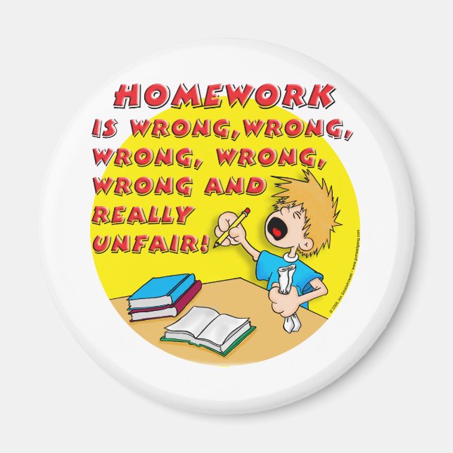 Aimant Les devoirs sont faux ! (garçon) (Devant)