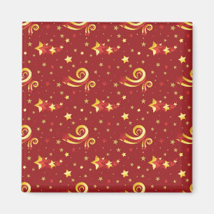 Aimant Les flocons d'or à Noël rouge