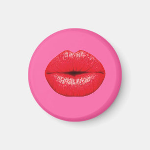 Aimant Les lèvres d'art pop de Red Lipstick sur poule ro