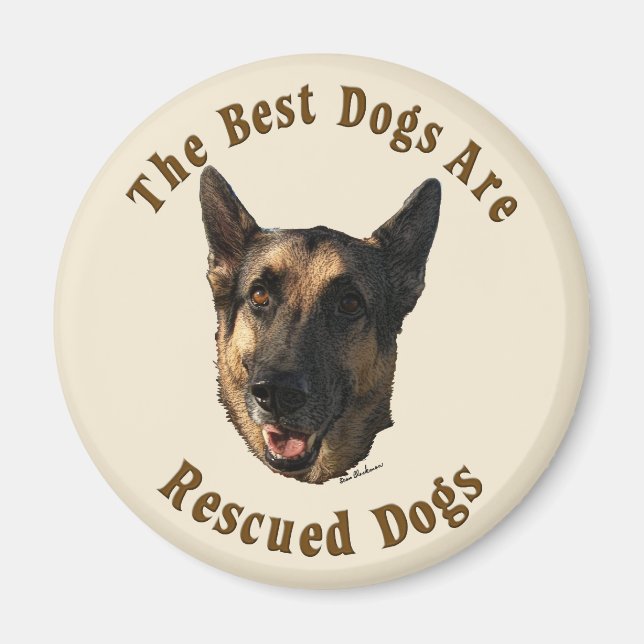 Aimant Les meilleurs chiens sont Secourus - Chien berger  (Devant)