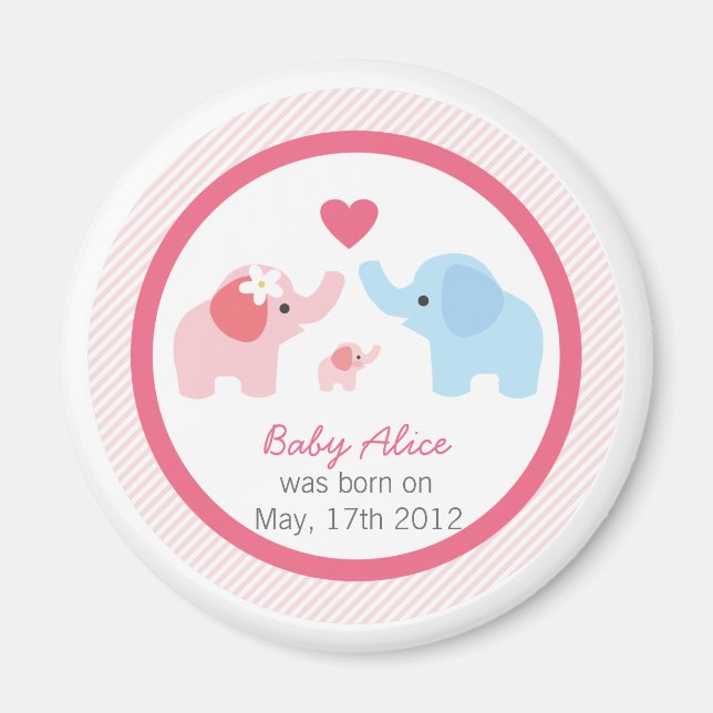 Aimant Les parents et le Baby shower des éléphants (Devant)