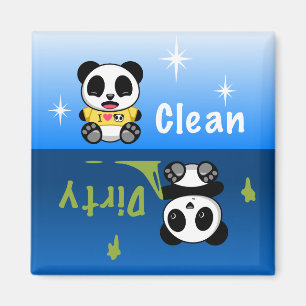 Aimant Les petits pandas mignons nettoient sale