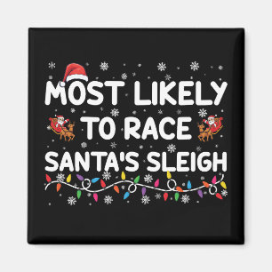 Aimant Les Plus Probables À La Course Santas Sleigh Noël 