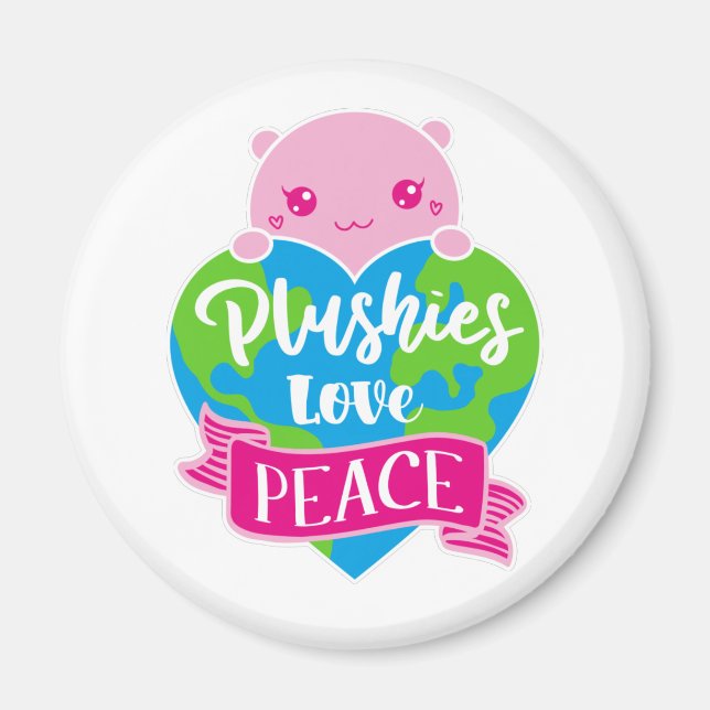 Aimant Les Plushies aiment la paix | Cute Kawaii Coeur Te (Devant)