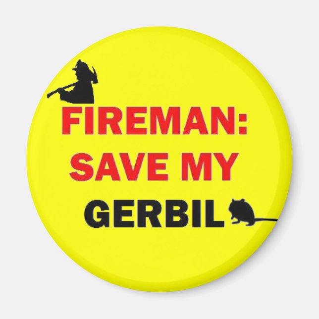 Aimant Les pompiers sauvent mon Gerbil (Devant)