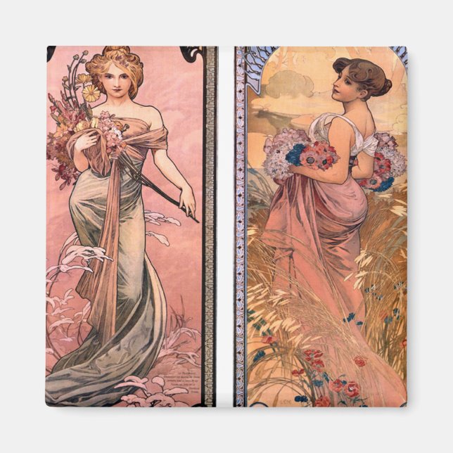 Aimant Les saisons (printemps, été) Alphonse Mucha (Devant)