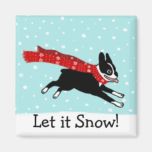 Aimant Les vacances d'hiver Boston Terrier l'ont laissé