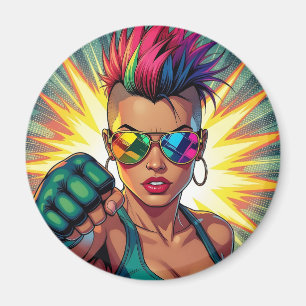 Aimant Lesbienne LGBT Mohawk Uppercut Pop Art