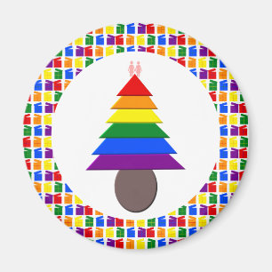 Aimant Lesbiennes Arbre de Noël arc-en-ciel et présents