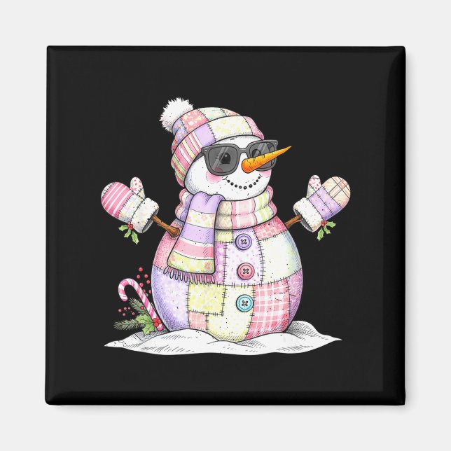 Aimant Let’s Chill Snowman Christmas Coffee Cute Holiday  (Devant)