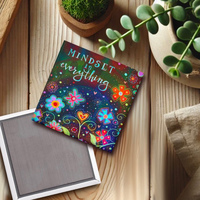 Aimant L'état d'esprit est tout Inspirationnel Floral ten (Créateur téléchargé)