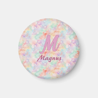 Aimant lettre c initiale nom pastel aquarelle rose bleu