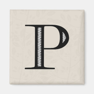 Aimant Lettre Damas P - Noir