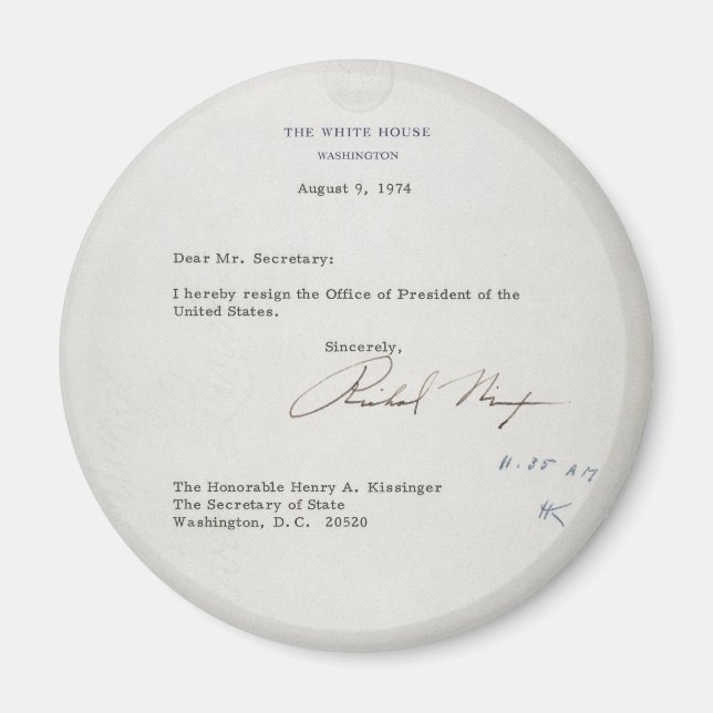 Aimant Lettre de démission du Président Richard M. Nixon (Devant)