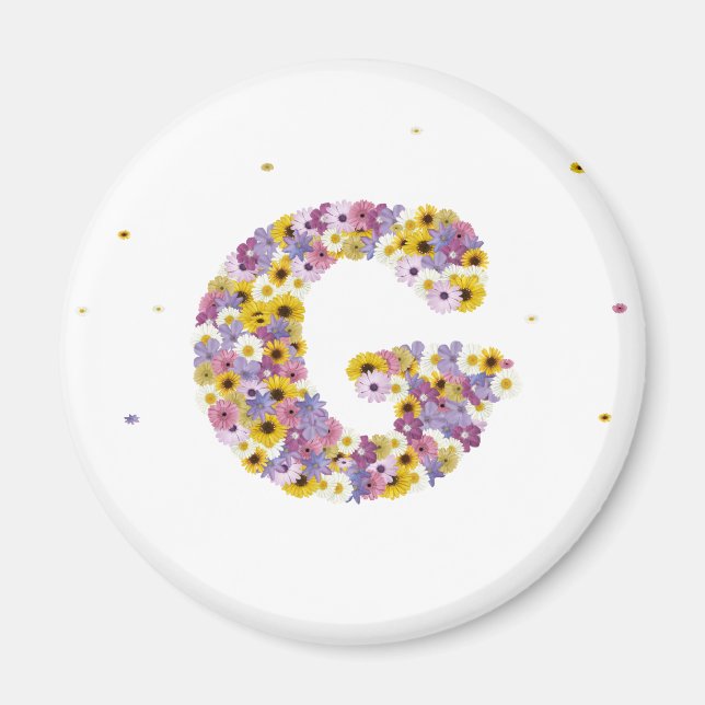 Aimant Lettre de fleurs g (Devant)