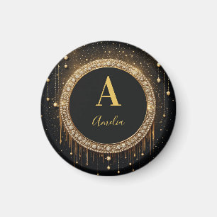 Aimant Lettre de monogramme personnalisée avec paillettes