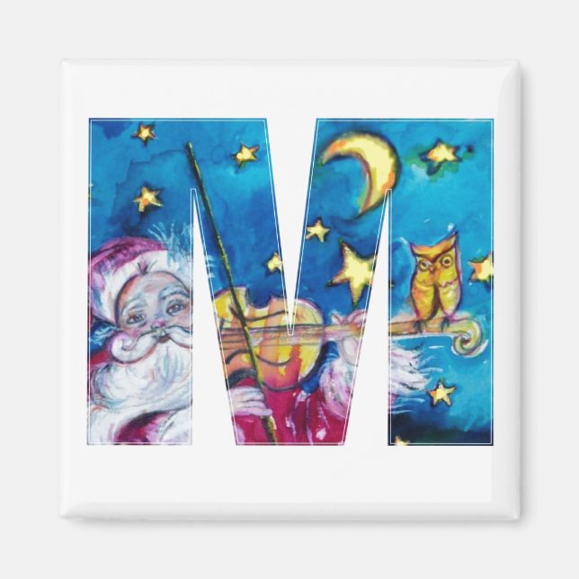 AIMANT LETTRE DE NOËL M / MONOGRAM PÈRE NOËL INSPIRÉ (Devant)