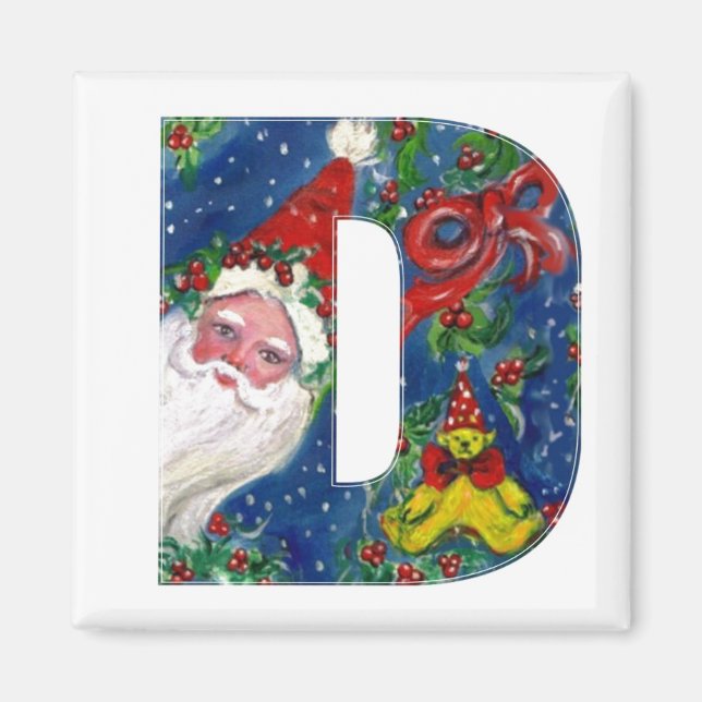 AIMANT LETTRE DE NOËL / PÈRE NOËL ROUGE RIBBON MONOGRAM (Devant)