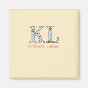 Aimant lettre de nom monogramme pêche rétro pastel gras