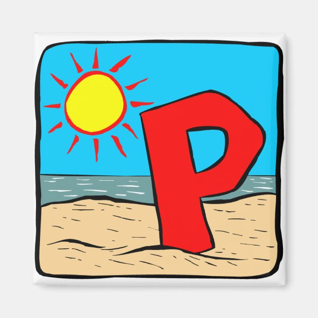 Aimant LETTRE D'IDÉES DE Mariage DE PLAGE P (Devant)