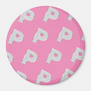 AIMANT LETTRE ESPÈCE ROSE P