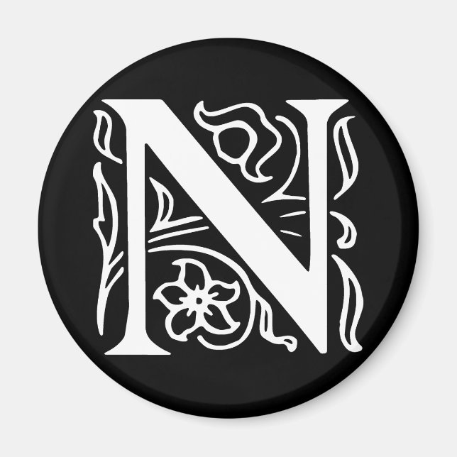 Aimant Lettre fantaisie N (Devant)