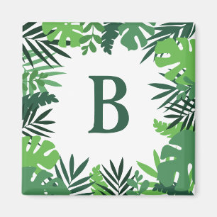Aimant Lettre feuille de monogramme de palme tropicale ve