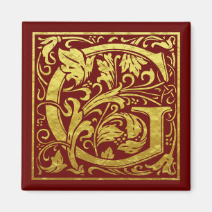 Aimant Lettre G Première lettre Faux Gold Rouge