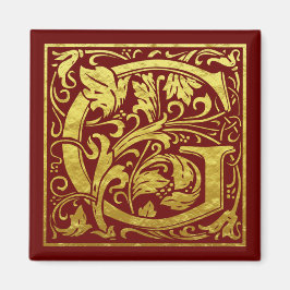 Aimant Lettre G Première Lettre Faux Or Rouge