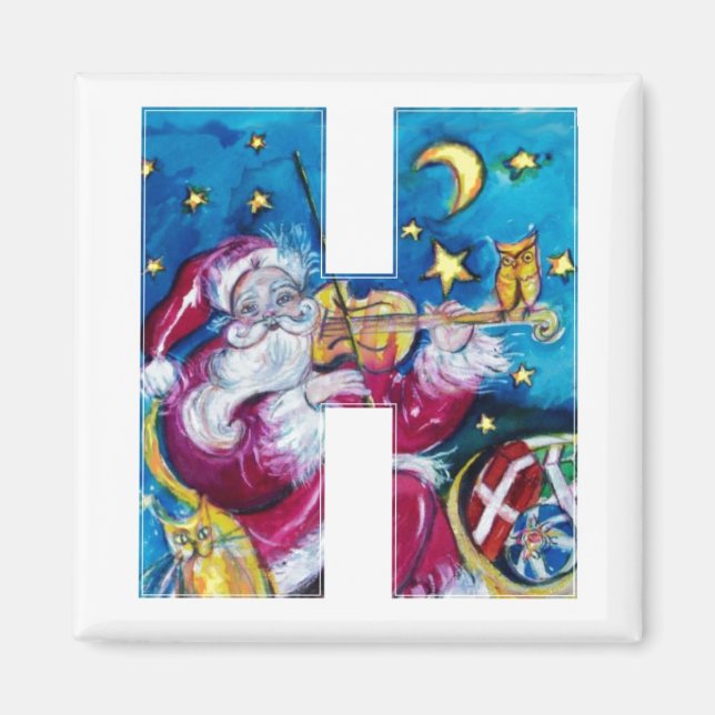 AIMANT LETTRE H DE NOËL / MONOGRAM PÈRE NOËL INSPIRÉ (Devant)
