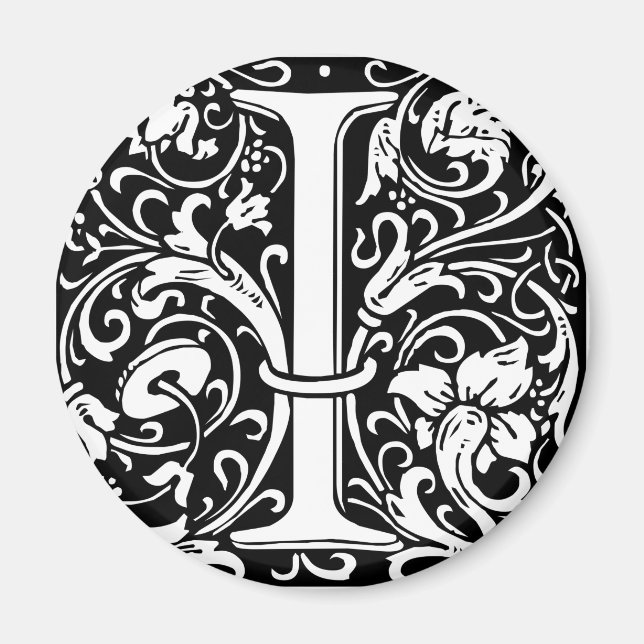 Aimant Lettre I Monogramme médiéval Art Nouveau (Devant)
