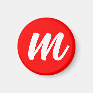 Aimant LETTRE INITIALE CalliGRAPHIQUE BLANCHE ROUGE