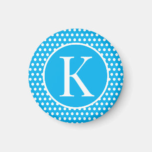 Aimant Lettre initiale personnalisée Pois Sky Blue