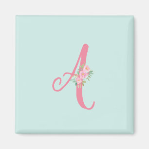 Aimant Lettre monographique personnalisée Florale initia
