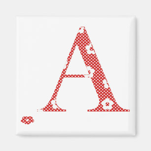 Aimant LETTRE Motif Fleur A (rouge)