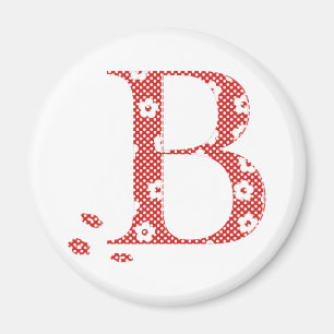 Aimant LETTRE Motif Fleur B (rouge)