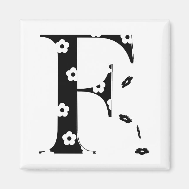 Aimant LETTRE Motif Fleur F (Devant)