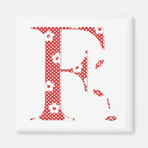 Aimant LETTRE Motif Fleur F(rouge)