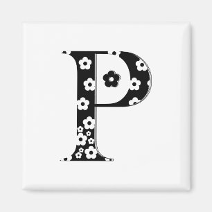 Aimant LETTRE Motif Fleur P