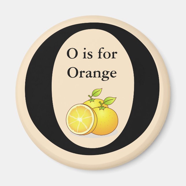 Aimant Lettre O est pour Orange Children's Learning Magne (Devant)