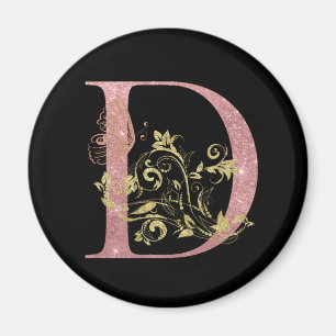 Aimant Lettre Parties scintillant rose D