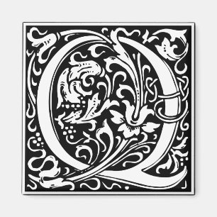 Aimant Lettre Q Monogramme médiéval Art Nouveau