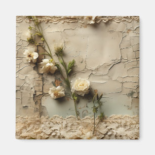 Aimant Lettre vintage d'amour parchemin avec fleurs (3)