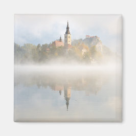 Aimant Levée de soleil de Foggy au lac Bled