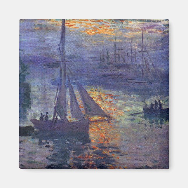 Aimant Lever de soleil en mer Monet voile peinture de bat (Devant)
