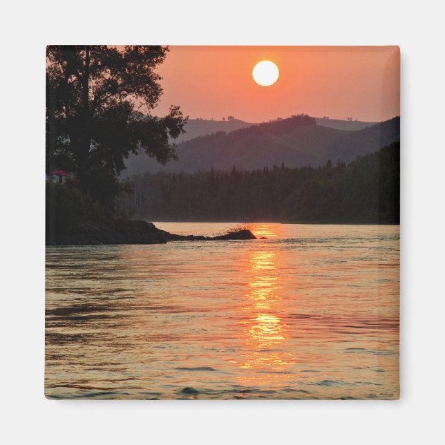Aimant Lever de soleil étonnant sur la rivière Katun Phot (Devant)