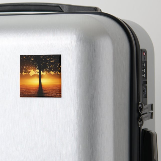 Aimant Lever du soleil, silhouette des arbres, (In Situ (Bagages))