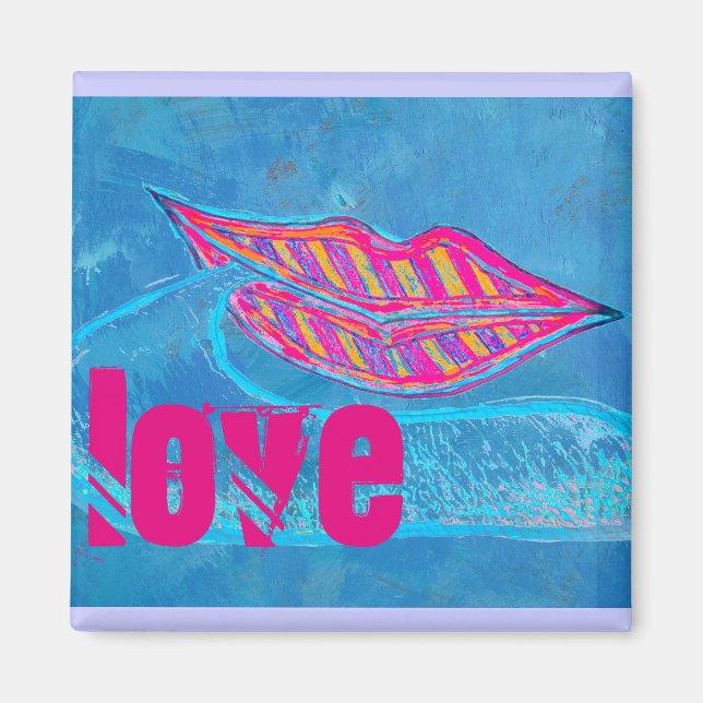 Aimant Lèvres roses et un mot balon ou langue (Devant)