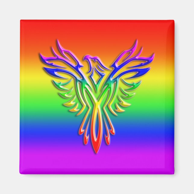 Aimant LGBT Rainbow Pride Phoenix Rising (Devant)